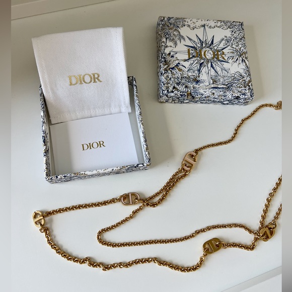 Dior Jewelry - Christian Dior ⭐️ Golden Tone CD Logo Long Necklace + Gift Package